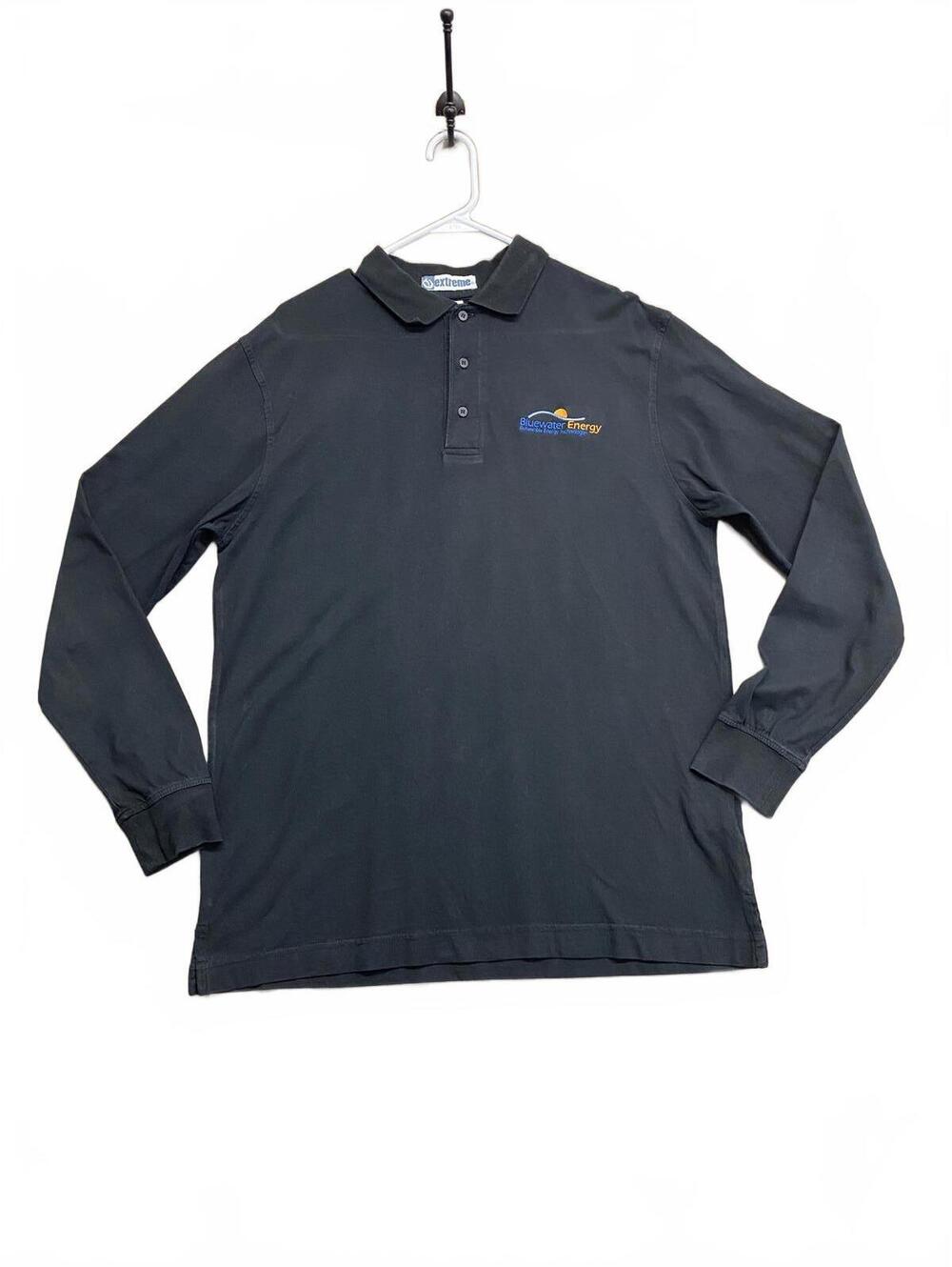 Bluewater Energy Long Sleeve Black Cotton Polo Shirt Extreme Tag Size Medium